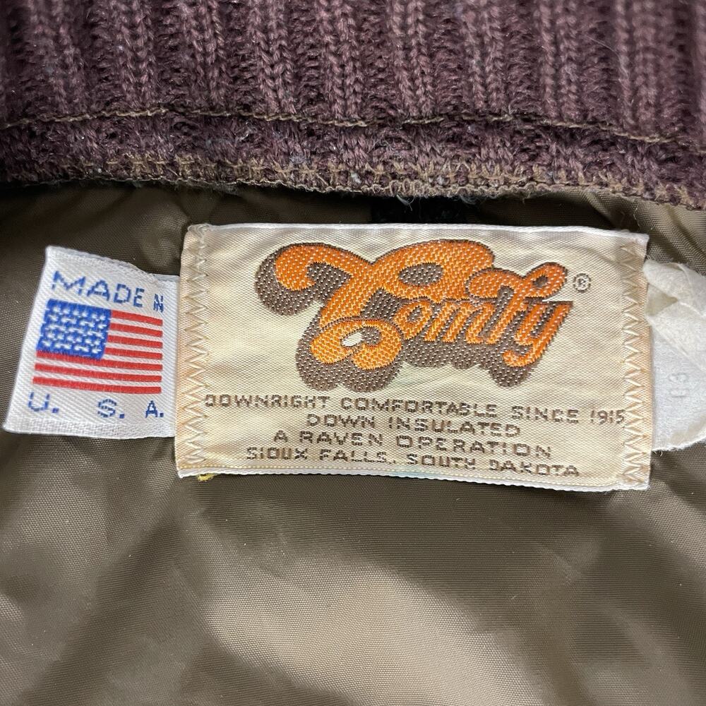 VTG Comfy USA Goose Down Canvas Jacket Brown Men's Size Small - Picture 9 of 11